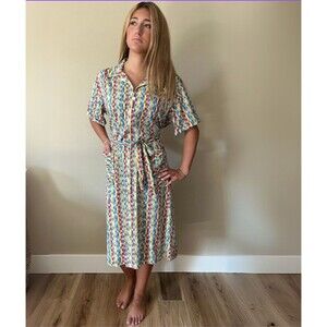 1960s Vintage Deadstock Womens Western Aztec Cowgirl Shirt House Dress 20.5